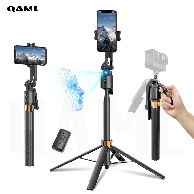 QAML Q13 Gimbal ติดตามใบหน้า AI ขาตั้ง 4 ขา 180cm รีโมทบลูทูธถอดได้ สำหรับถ่ายวีดีโอและไลฟ์สด
