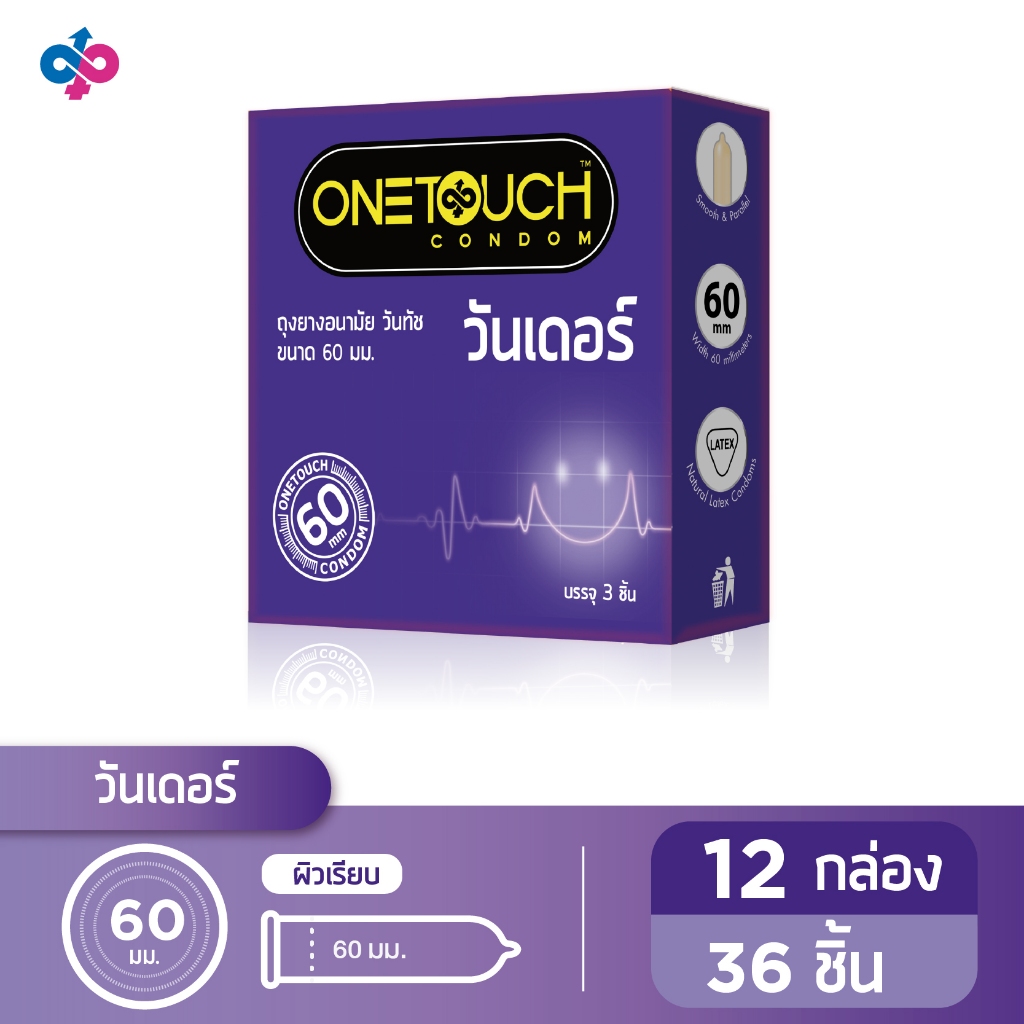Onetouch ถุงยางอนามัย ขนาด 60 mm. รุ่น วันเดอร์ จำนวน 12 กล่อง 36 ชิ้น