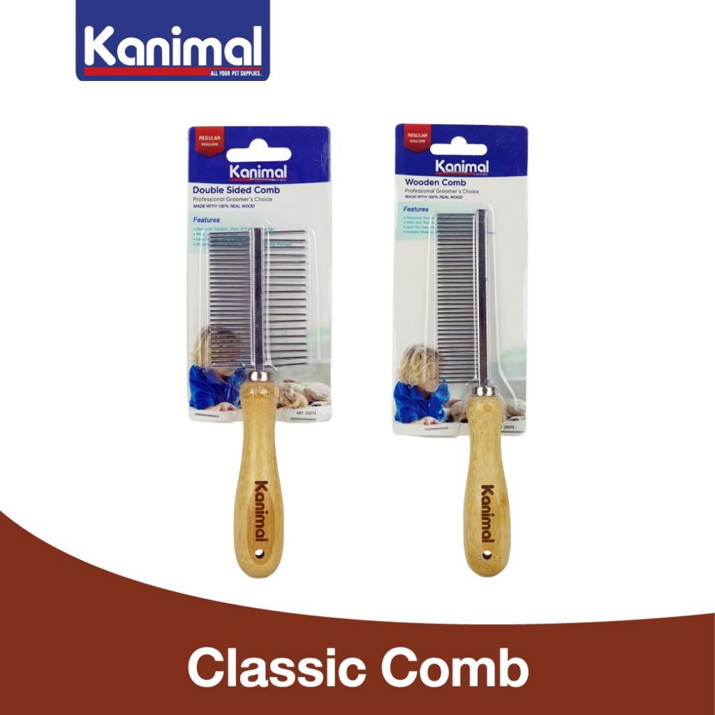 Kanimal Classic Wooden Comb / Double-Sided Comb แปรงหวีขนด้ามไม้ แปรงหวีขนสัตว์เลี้ยง มีให้เลือก 2 แบบ