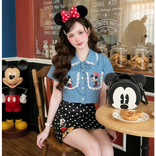 (มี3XL) ยีนส์ Okay Mick Set เซ็ต 2 ชิ้น เสื้อครอปยีนส์งานปัก…