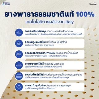 NOOZ Sunny Evo ที่นอนยางพาราแท้ 100% สัมผัสนุ่มแน่น คืนตัวดี ช่วยลดแรงกดทับ บอกลาอาการปวดหลัง หนา 8นิ้ว ขนาด 3.5ฟุต