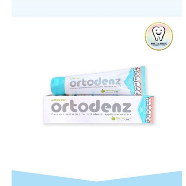 Autho pro ortodenz ยาสีฟันสำหรับคนจัดฟันออร์โธโปร ออโธเด๊นซ์ กลิ่นแอปเปิ้ล ขนาด 120 กรัม มี fluoride 1,450 ppm