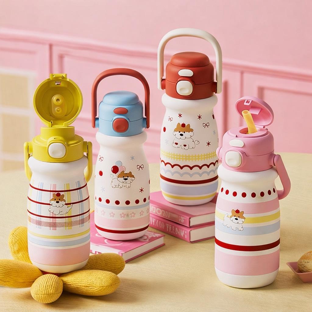 กระบอกน้ำสแตนเลส So cute  ขนาด 520ml. มีหูหิ้ว ขนาดพกพา