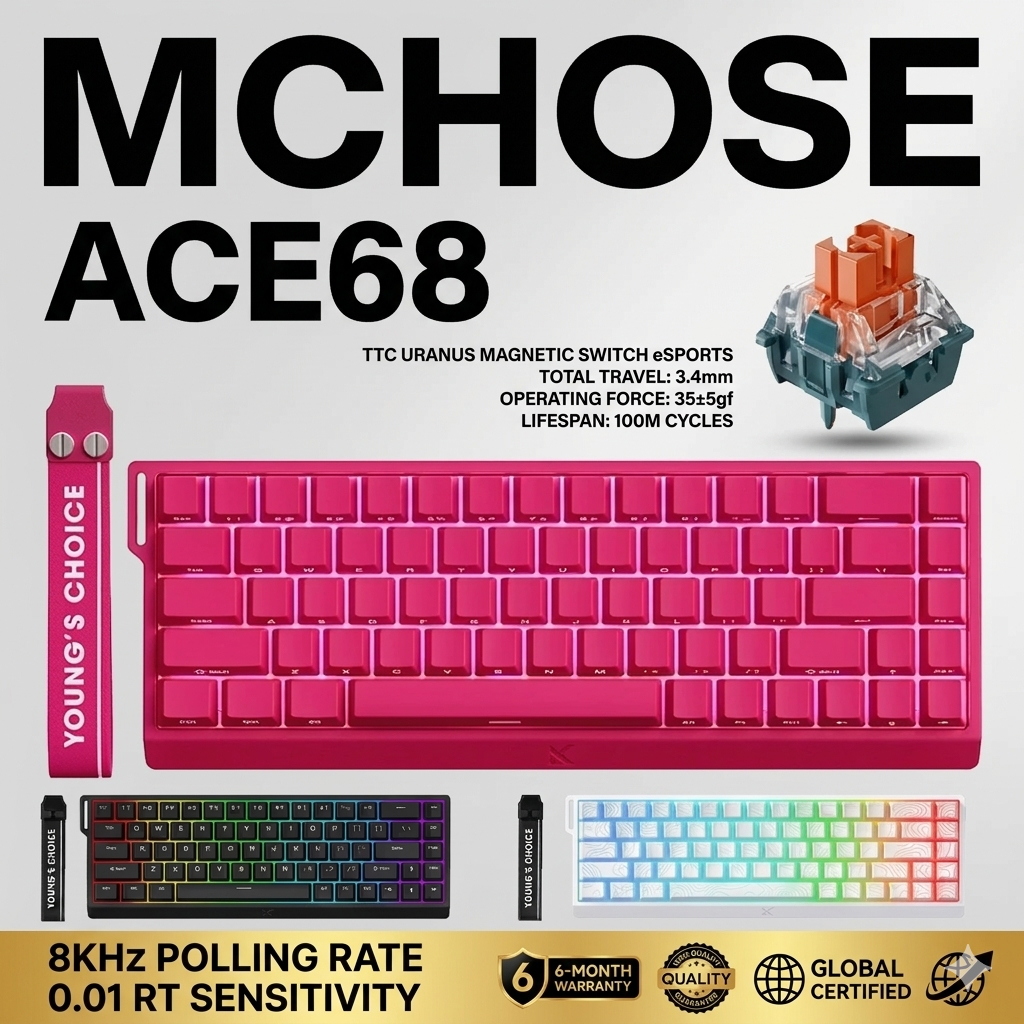 Mchose ACE68/60 Proคีย์บอร์ดแบบมีสายเกม Esports สวิทช์แม่เหล็ก คอมพิวเตอร์เดสก์ท็อปการปรับแต่ง TTC U