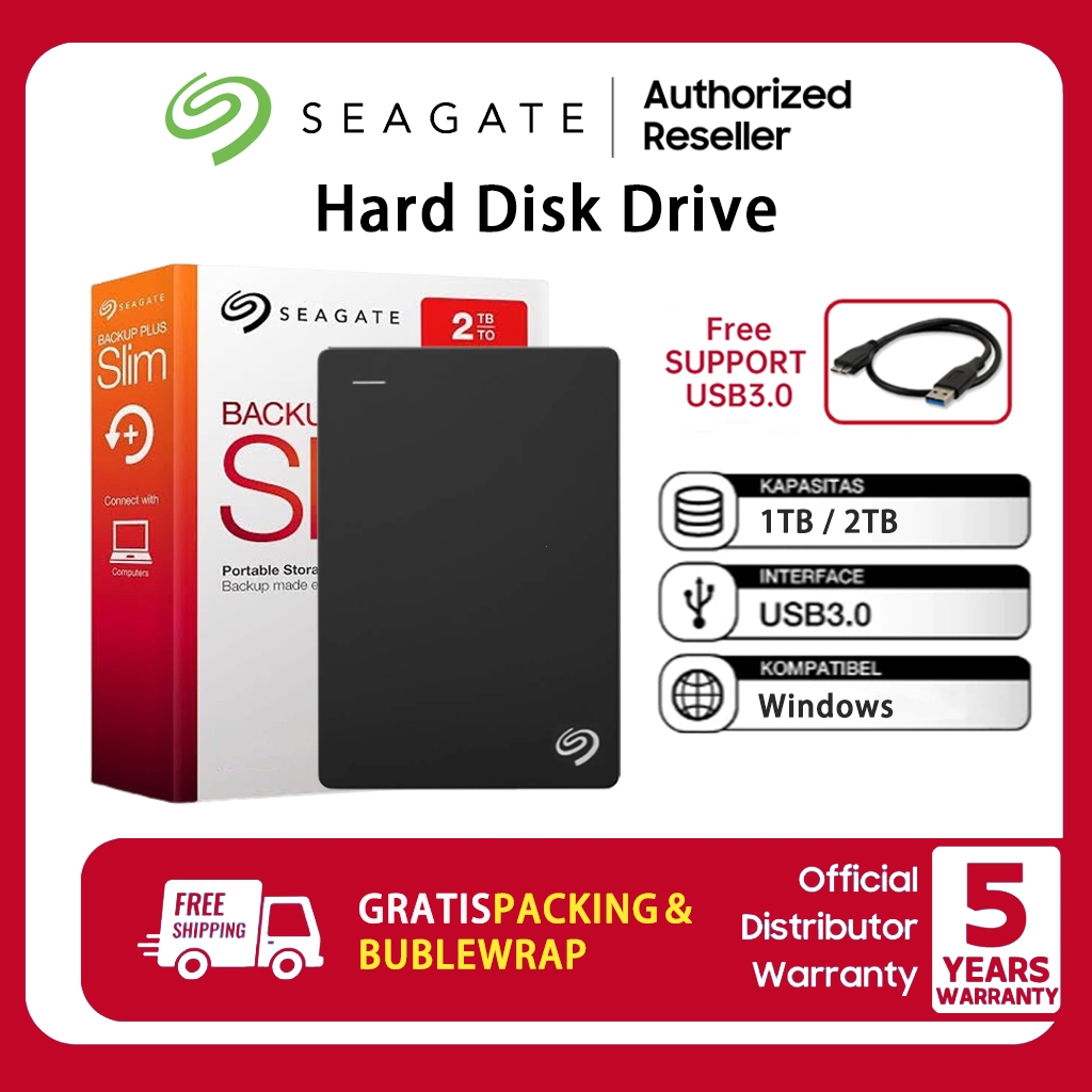 Seagate 1TB/2TB External Hard Disk Drive USB 3.0 Slim Portable ฮาร์ดดิสพกพา External HDD Hard Drive 