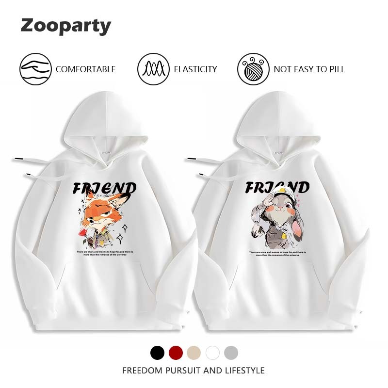 เสื้อฮู้ด Zootopia ใหม่ คู่รัก แขนยาว เสื้อฮู้ดตัวใหญ่ ใส่สบาย นุ่ม ลายพิมพ์การ์ตูนน่ารัก(พร้อมส่ง)