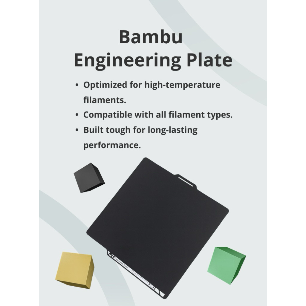แผ่นพิมพ์ Engineering Plate สำหรับ Bambu Lab P2S / X1 / P1 / A1 แผ่นฐานพิมพ์ 3D สำหรับวัสดุวิศวกรรม