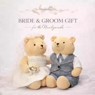 TEDDY HOUSE : Martie sweet couple ตุ๊กตาหมี เท็ดดี้ 12 นิ้ว พร้อมชุด น้องหมีคู่รักของขวัญงานแต่งงาน