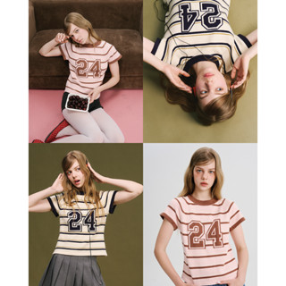 (พร้อมส่ง) SUMMER SPORTY KNIT เสื้อผ้านิตทอลาย น่ารักมากใส่ส…