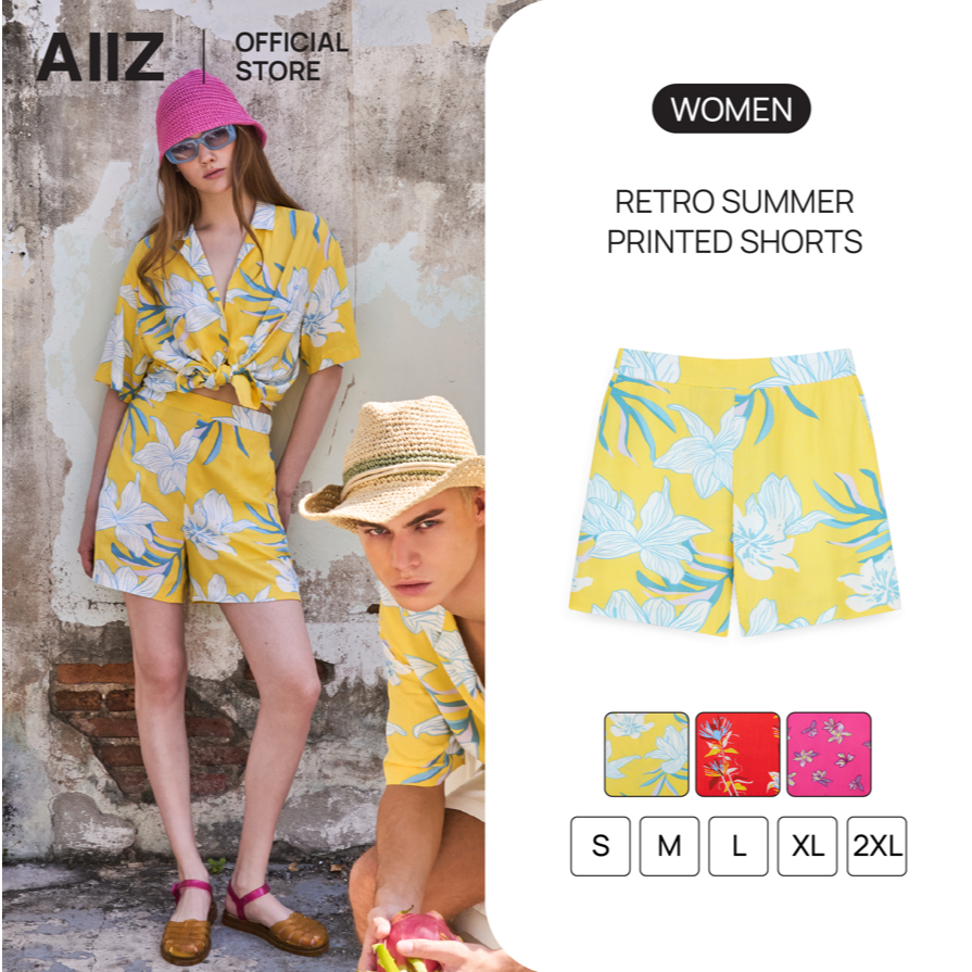AIIZ (เอ ทู แซด) - AIIZ กางเกงผู้หญิงขาสั้นพิมพ์ลายซัมเมอร์ AIIZ