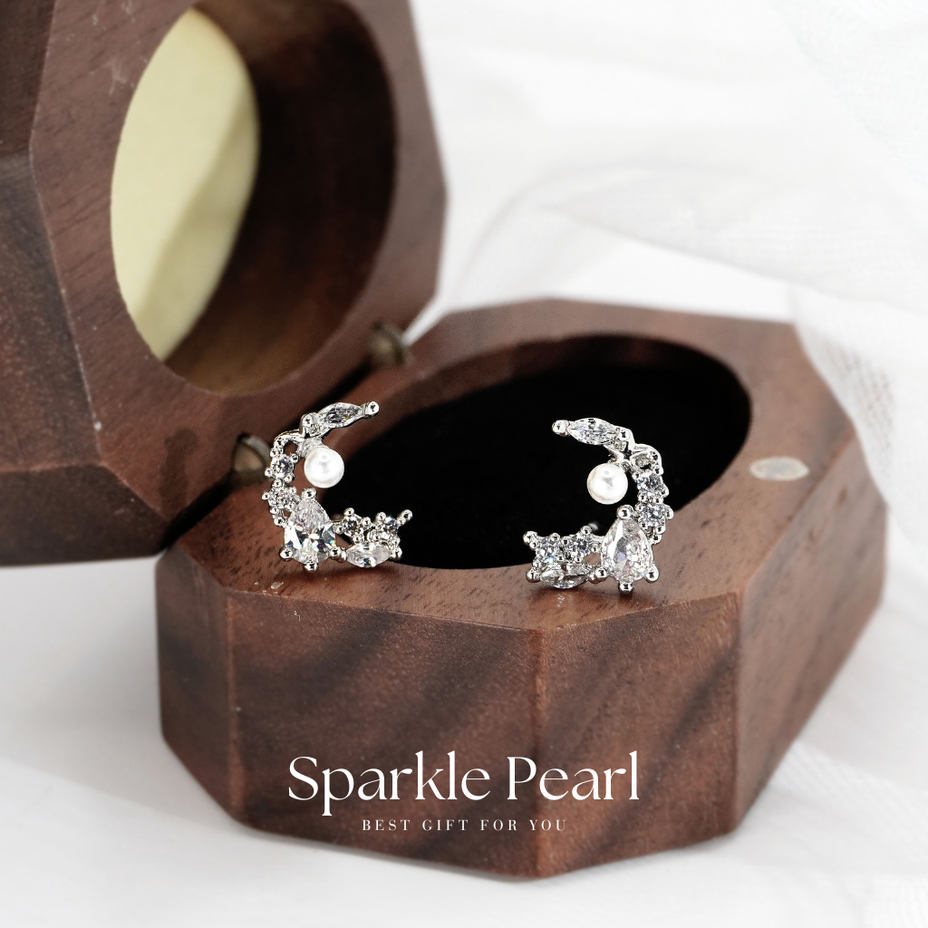 nnjew ต่างหู รุ่น Mist Pearl ต่างหูแฟชั่น ผู้หญิง Model ดอกไม้ ไข่มุก