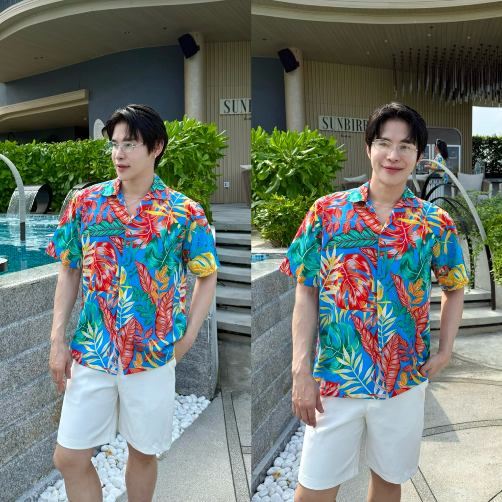 [ส่งทันที กทม.1 วัน] S2: ลายใหม่ 2026 เสื้อเชิ้ตฮาวาย เสื้อสงกรานต์ ลายใบไม้ ลายดอก แบบไม่ซ้ำใคร ผ้าไหมอิตาลี รูปที่ 6