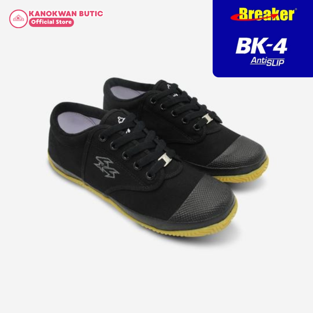 Breaker รองเท้านักเรียน รุ่น BK-4 รองเท้าผ้าใบเบรกเกอร์ฟุตซอล ดำ(Black)