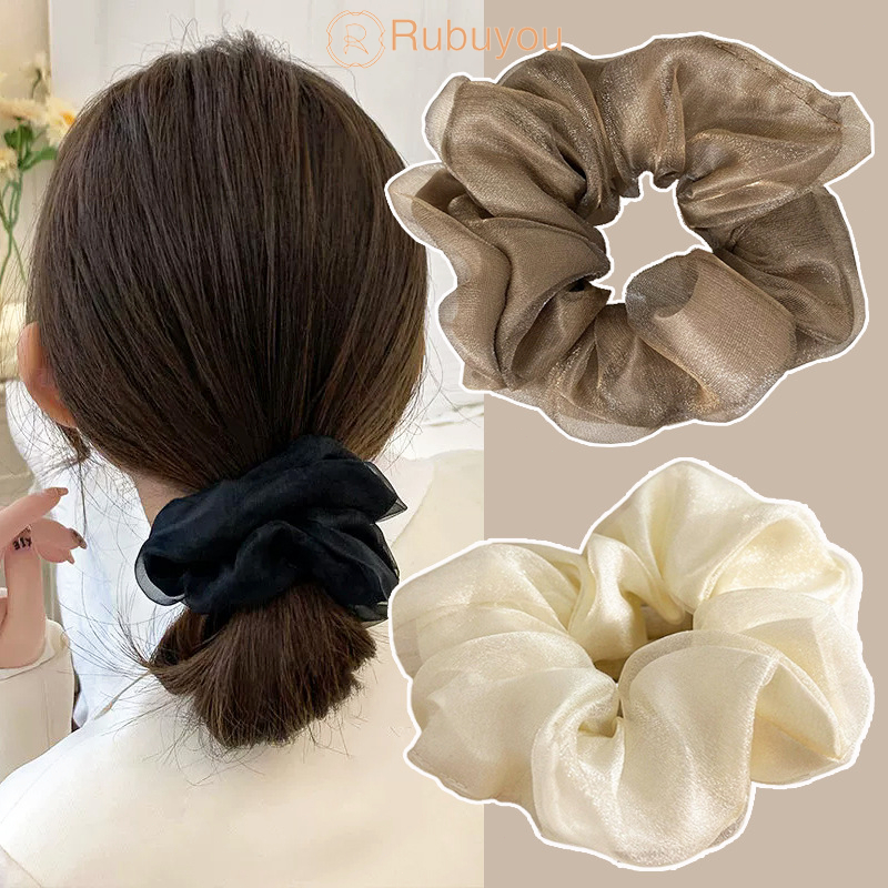 Rubuyou ห่วงผมของ ผ้าตาข่าย สีพื้น สไตล์เกาหลีเรียบง่าย อเนกประสงค์ สำหรับผู้หญิง เครื่องประดับผมแฟชั่น-COD – โปรปัง