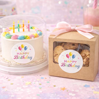 สติ๊กเกอร์ Happy Birthday วงกลม 2.5 ซม. 1 ม้วน 500 ดวง กาวในตัว ลายน่ารัก แปะกล่องของขวัญ/พัสดุ