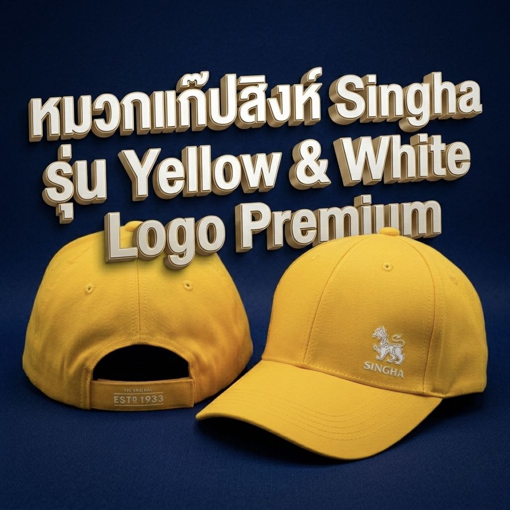 หมวกแก๊ปสีเหลือง Singha ปรับขนาดได้ ดีไซน์เรียบ เท่ ใส่ได้ทุกวัน