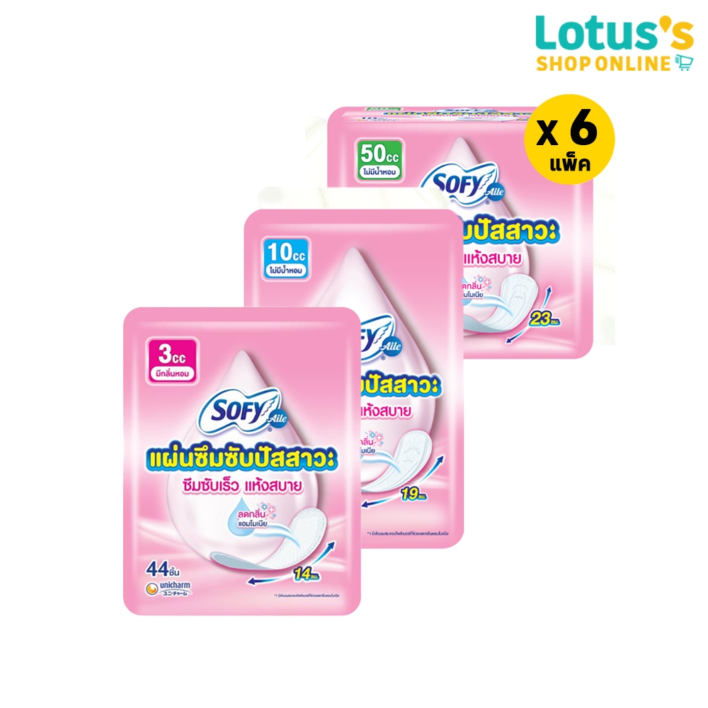 [ทั้งหมด 6 แพ็ค] โซฟี แอล แผ่นอนามัยซึมซับปัสสาวะ แบบไม่มีน้ำหอม SOFY AILE NAPKIN INCONTINENCE