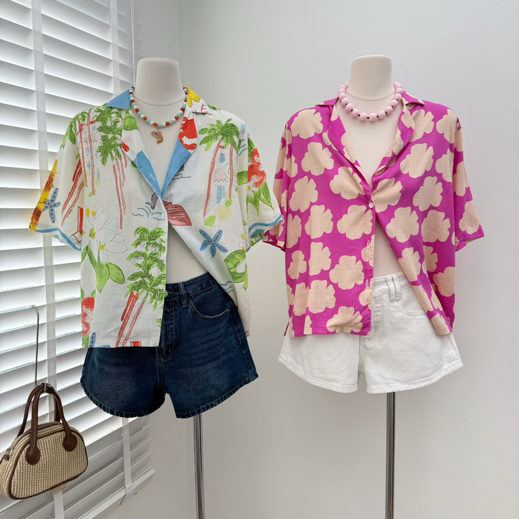 Hawaii shirt เสื้อฮาวายคอตตอนลินิน