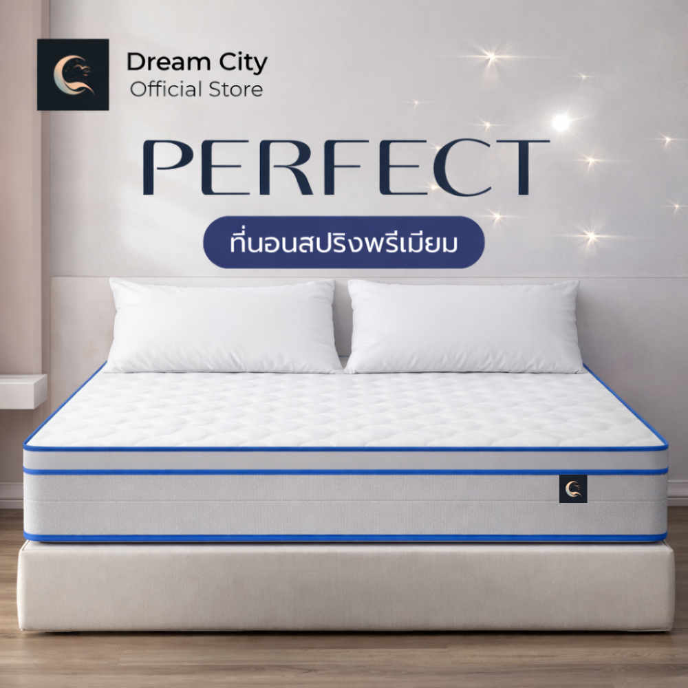 Dreamcity แพ็คใส่กล่อง รุ่น Perfect หนา  8 นิ้ว ที่นอนสปริง นุ่มเด้ง รองรับสรีระได้ดี [แพ็คใส่กล่อง]
