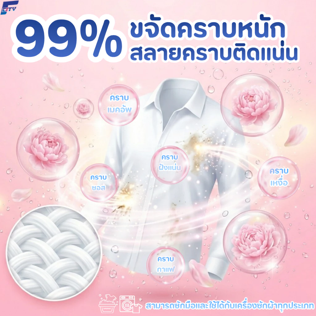 【ซื้อ1แถม1】【1.2L】น้ำยาซักผ้า F-City กลิ่นดอกไม้ หอมติดทนยาวนาน72ชั่วโมง ขจัดคราบสกปรกได้อย่างล้ำลึก thumbnail 3