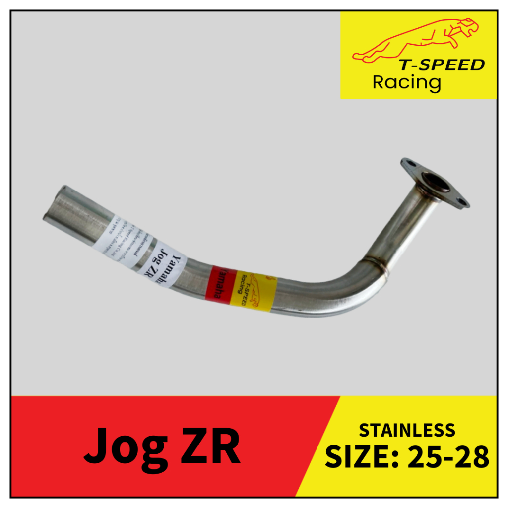 [ฟรีประเก็นปากท่อ] คอท่อ Yamaha Jog ZR รถป๊อป สแตนเลส 304/ เหล็กชุบ Size 25-28 mm.