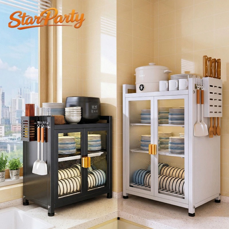 ตู้กับข้าว ตู้เก็บของ ตู้เก็บจาน 2/3ชั้น ตู้เก็บเครื่องใช้ในครัว ถาดรองน้ำ มีชั้นป้องกันสนิม กันฝุ่น กันหนู กันน้ำ