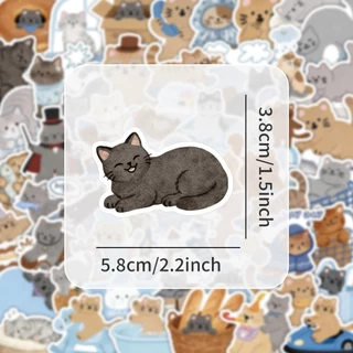 [พร้อมส่ง] 55 ชิ้น PVC Sticker สติกเกอร์ DIY ลาย การ์ตูน แมว ลูกแมว น่ารัก ฮีลใจ Cute Healing Cat Kitten