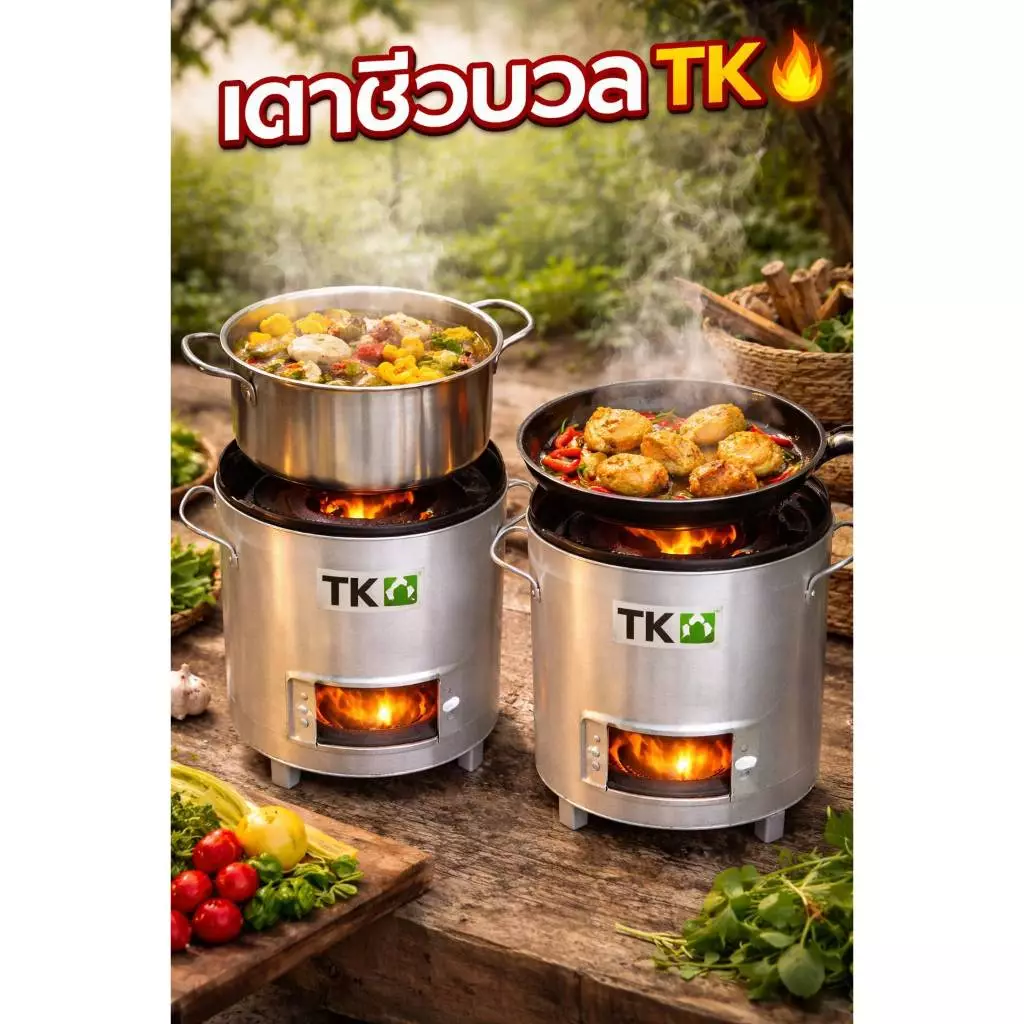 เตาชีวมวล TK,TS5 เตาอเนกประสงค์ใช้ในครัวเรือน ใช้นอกสถานที่ พร้อมใช้งาน หน้าเตา 10นิ้ว