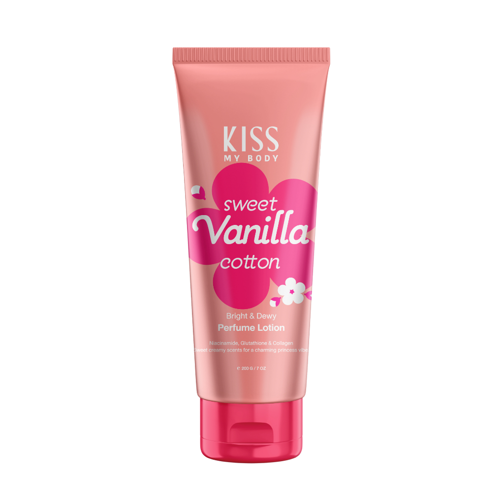 [ใหม่!] KISS MY BODY โลชั่นน้ำหอมบำรุงผิว BRIGHT & DEWY กลิ่น Sweet Vanilla Cotton 200g.