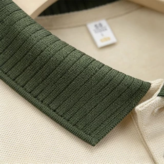 เสื้อโปโลแขนสั้นผู้ชาย สีเขียว คอปก ผ้าฝ้ายเนื้อนุ่ม สไตล์คลาสสิก สวมใส่สบาย