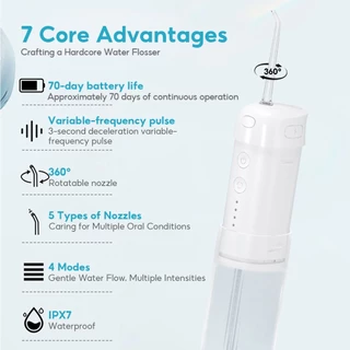 MeeGoo Portable Dental Flosser เครื่องฉีดน้ำฟัน ปรับได้ 4 โหมด 200ml ใช้ได้นาน กันน้ำ IPX7