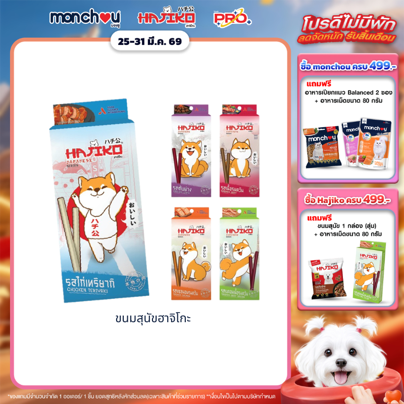 HAJIKO ฮาจิโกะ ขนมสุนัข 70 กรัม [1 กล่อง]