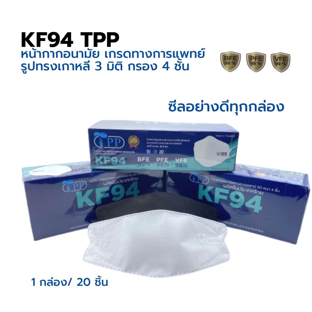 TPP MASK หน้ากากอนามัย(ผู้ใหญ่)[KF94] 20 ชิ้น