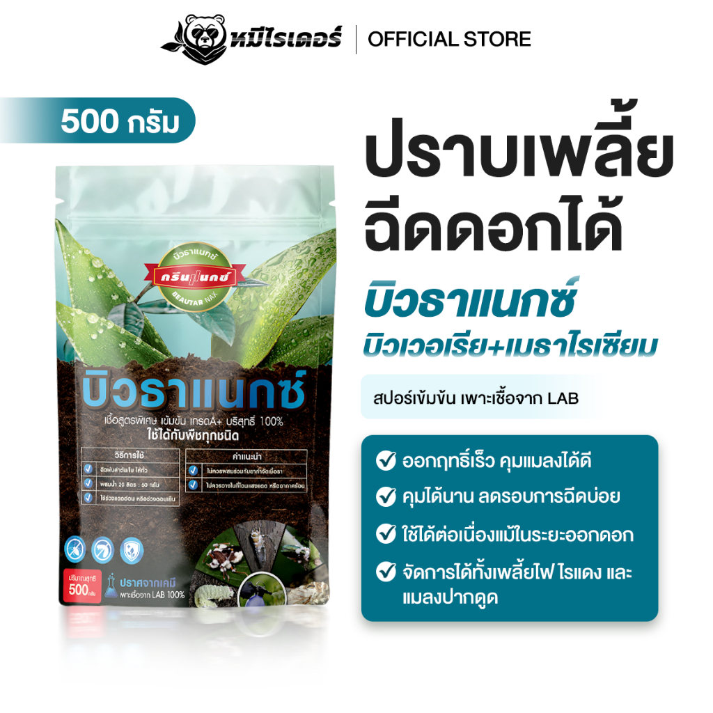 แมลงหายเรียบ! บิวธาแนกซ์ สูตรเข้มข้น เพาะเชื้อใน LAB พ่นง่าย ใช้ได้ทุกพืช