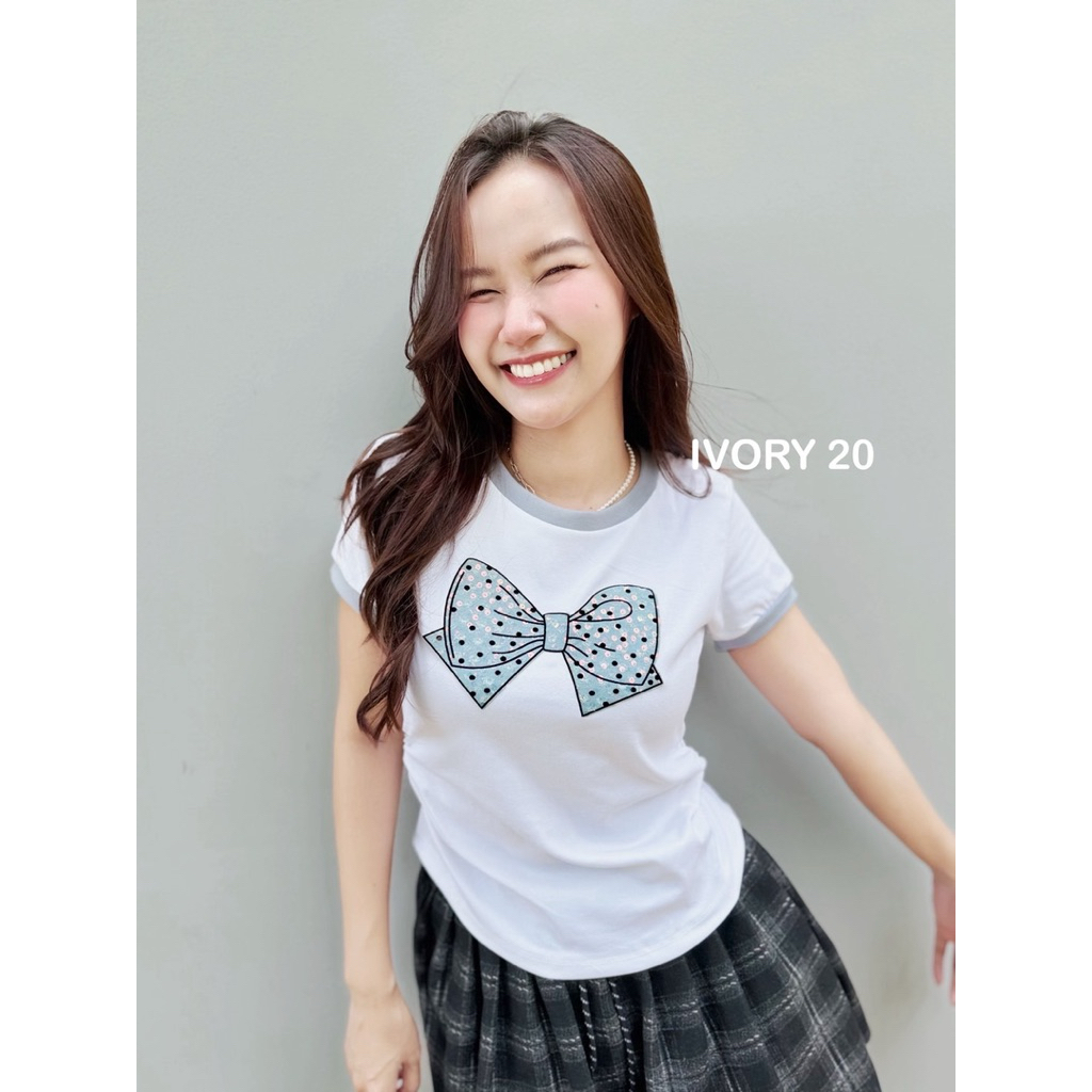 VV272- VV911-IVORY เสื้อยืด คอกลม ผ้ายูนิ่งโคล่ เนื้อนุ่มใส่สบาย