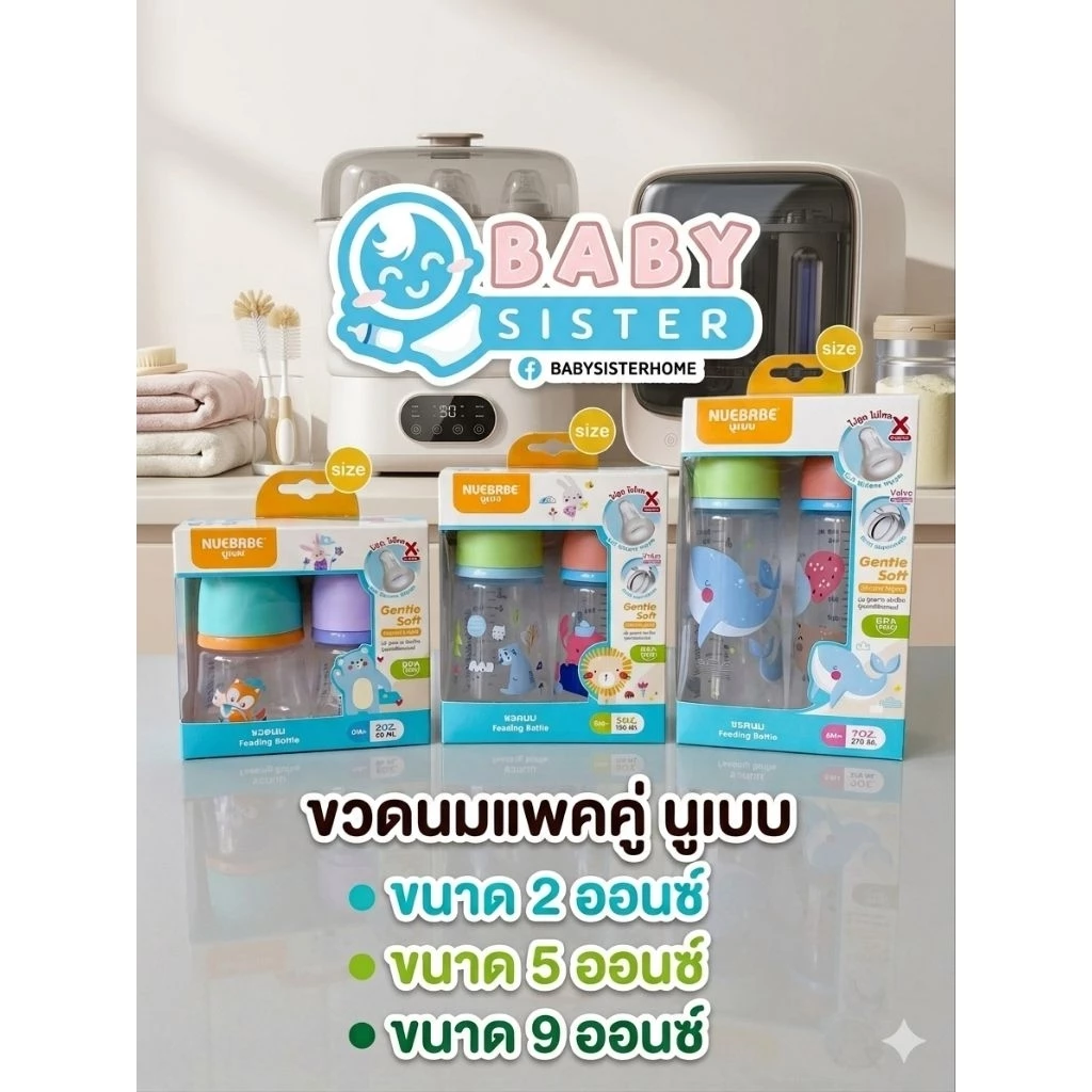 ขวดนมคอแคบ จุกกันสำลัก(ไม่ดูดไม่ไหล) ขนาด2oz,5oz,9oz) ขออนุญาตคละลายส่งให้นะคะ