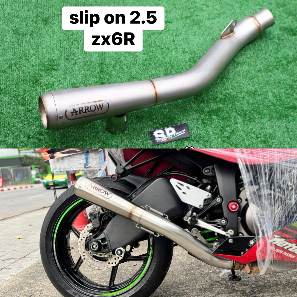 สลิปออน 2.5 3.0 Zx6r สแตนเลส304/ไทเทเนียม ผลิตไทย
