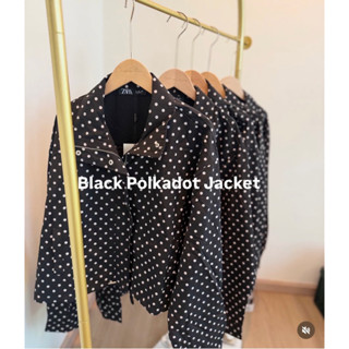 เสื้อแจ็คเก็ตลายจุด ซิปหน้า Jacket Polka dot สีดำ