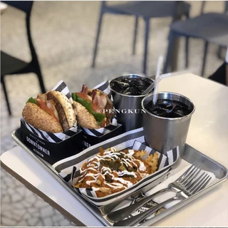 แก้วน้ำสแตนเลสแบบเย็น 500มล. แก้วเครื่องดื่มสำหรับร้านอาหาร