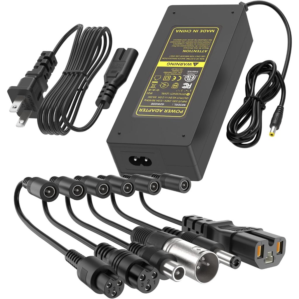 ที่ชาร์จสกูตเตอร์ไฟฟ้า 42V 2A อเนกประสงค์ 7-in-1 สำหรับแบตเตอรี่ลิเธียม 36V 10S Hoverboard & E-Bike