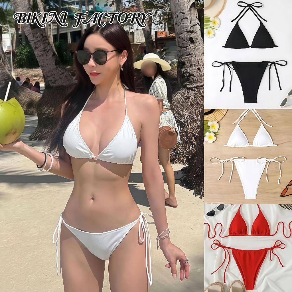 ชุดว่ายน้ำ bikini บิกินี่แซ่บๆ สาวอวบ โชว์หลัง มีฟองน้ำ เซต2ชิ้น 🍒 มีไซส์ M-XL | น้ำหนัก 40-65 กก. พร้อมส่งจากไทย Y103