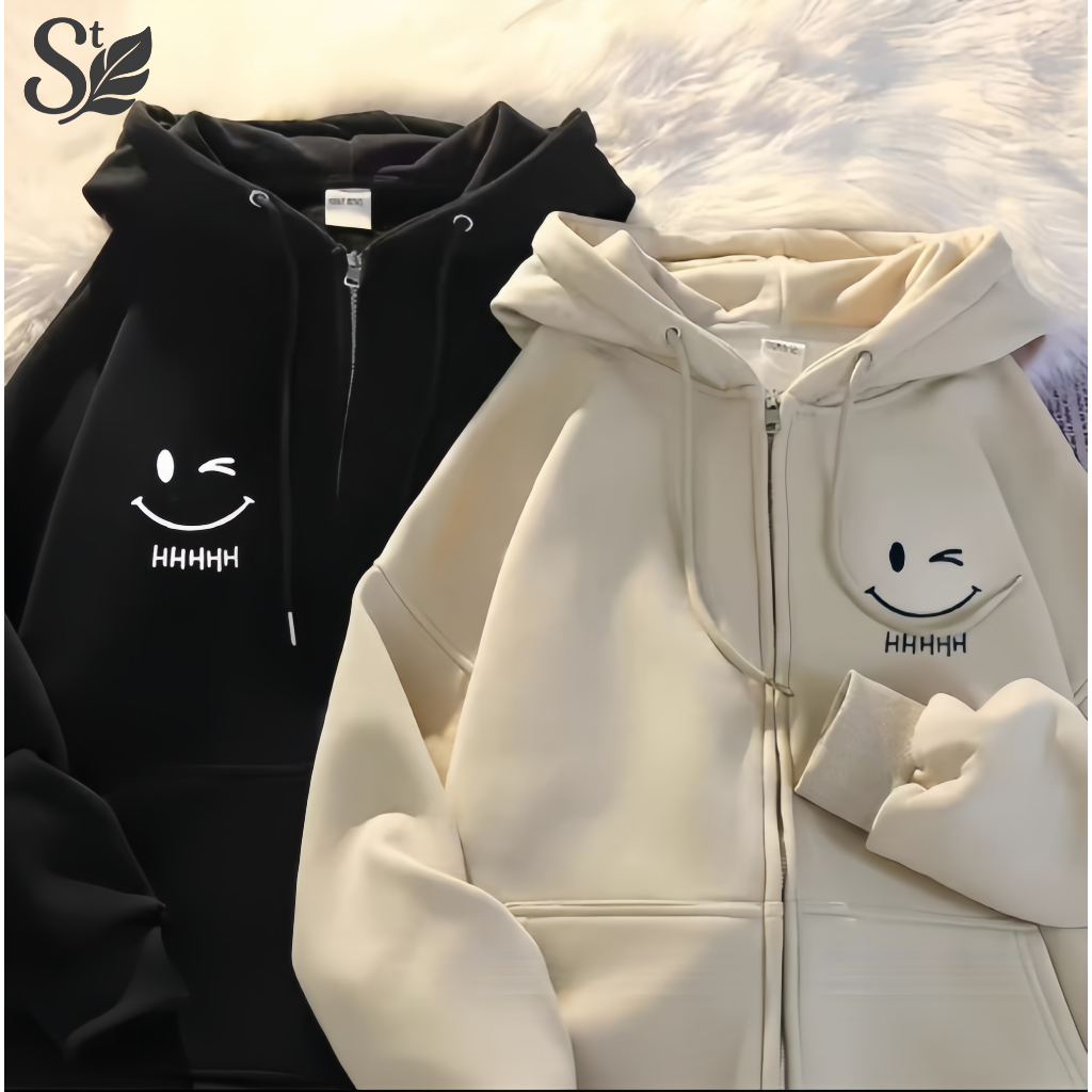 พร้อมส่ง | เสื้อกันหนาวมีซิป สไตล์อเมริกัน เสื้อแขนยาว Unisex ผ้าฝ้ายแท้ ทรงหลวม ทรงเอ เลือกขนาดได้