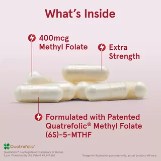 บำรุงสมอง-เม็ดเลือดแดง Jarrow Methyl Folate 400mcg โฟเลตดูดซึมดี 60 แคปซูล (No.326)