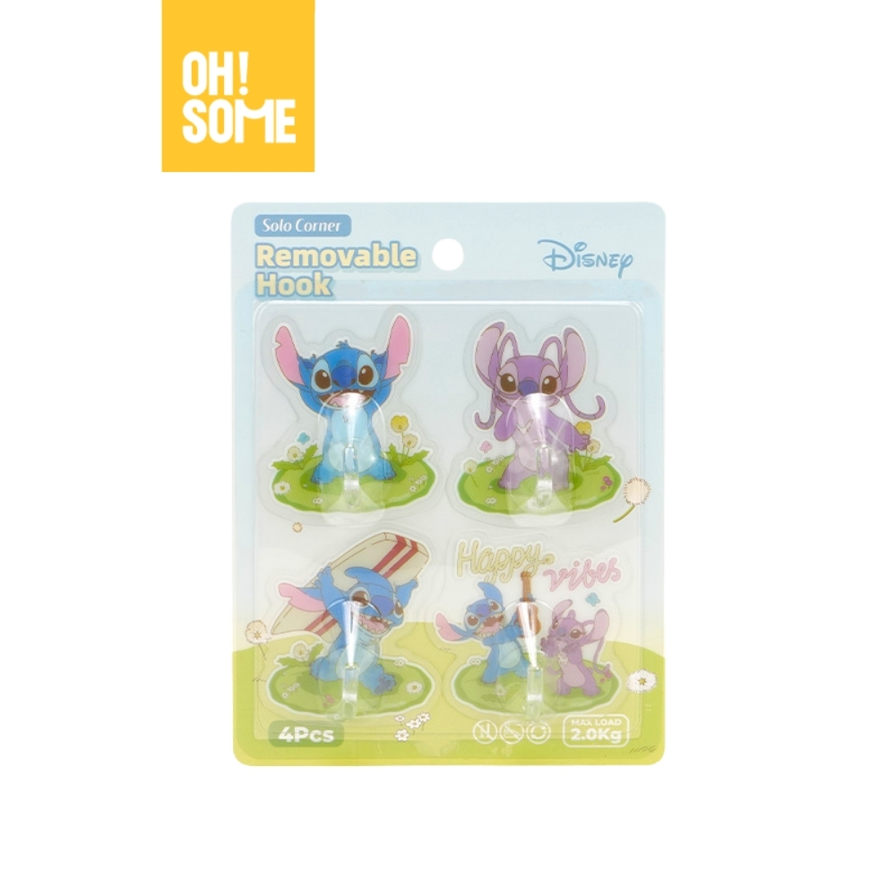 OHSOME x Disney ชุดตะขอแขวนลายสติทช์ 4 ชิ้น รับน้ำหนักได้เยอะ Stitch Wall Hook