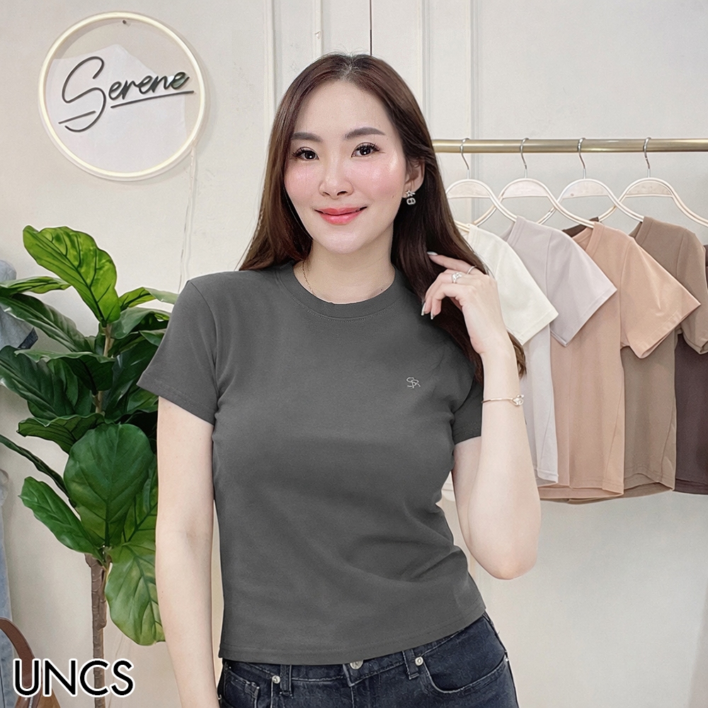 Serene's Choice เสื้อยืดคอกลม แขนสั้น เสื้อยืดผู้หญิง มินิมอล