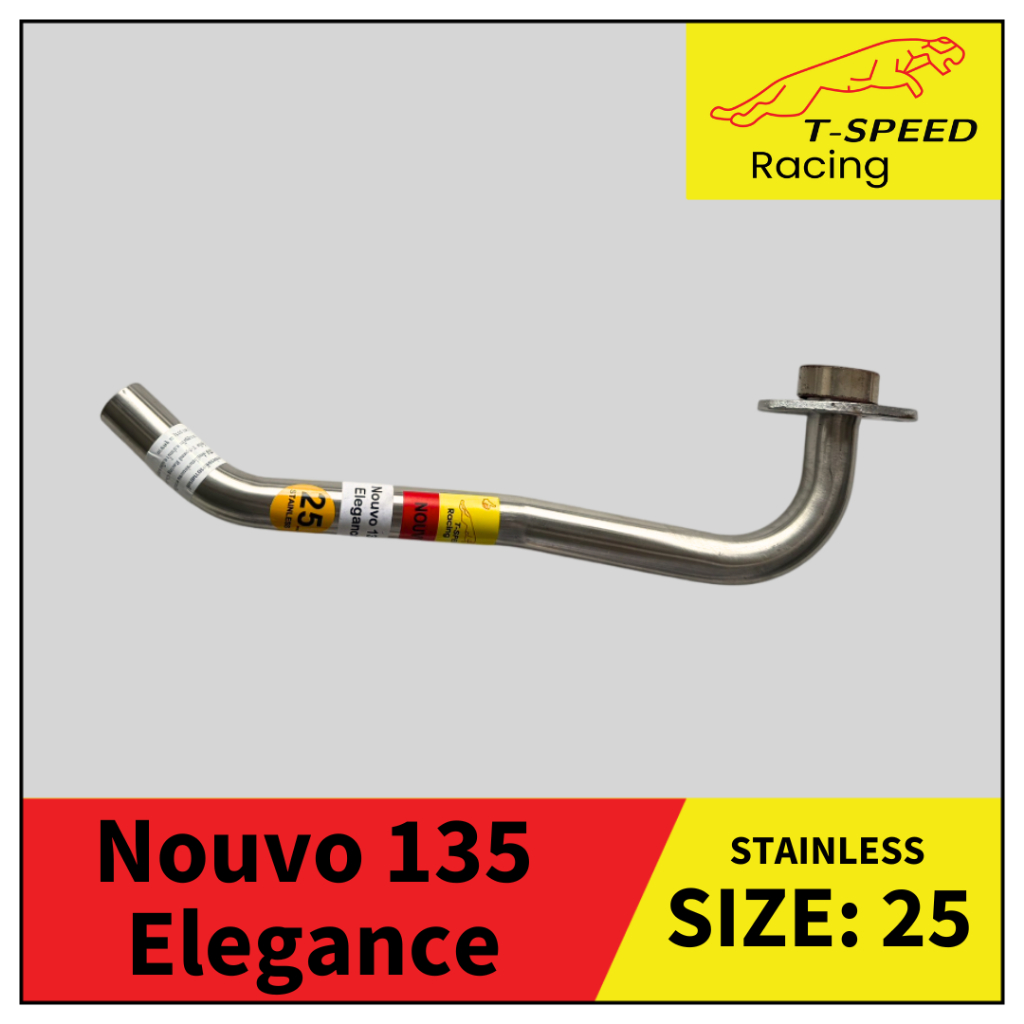 [ฟรีประเก็นปากท่อ] คอท่อ Yamaha Nouvo 135 Elegance สแตนเลส 304/ เหล็กชุบ Size 25/ 28 mm. ราคา ถูกที่สุด ดีลบีเคเค แกลเลอรีภาพที่ 2