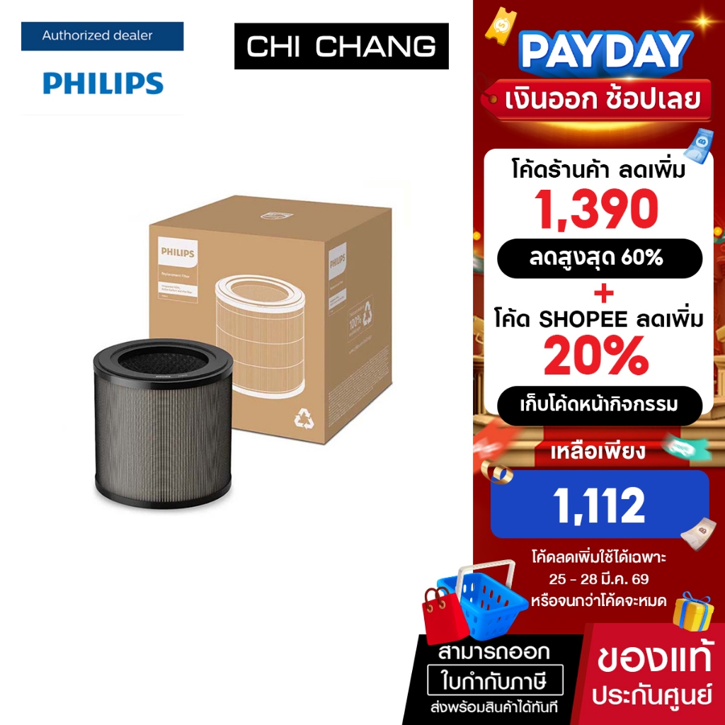 Philips Genuine Replacement Filter NanoProtect HEPA FY0910/30 แผ่นกรองสำหรับเครื่องฟอกอากาศฟิลิปส์รุ