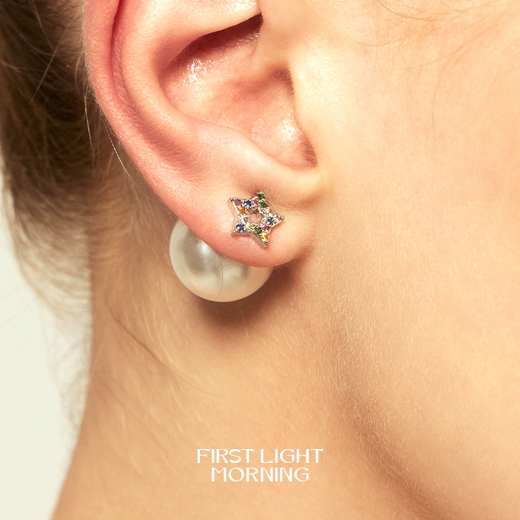 First Light Morning : Lucky Snow  Earrings ต่างหูเล่น Layer