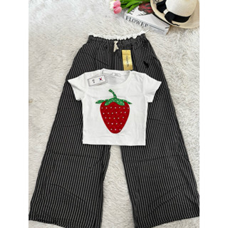 ชุดเซ็ตอะไหล่ป้ายU+กางเกงปักม้าเอวจีบขายาว🌸🦄