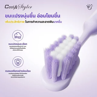 [3แถม1]CoolAstyler แปรงสีฟันเด็ก ขนนุ่มปลายเรียว<0.01MMซอกลึก ถนอมเหงือก จับง่ายวัสดุผ่านSGSปลอดภัย